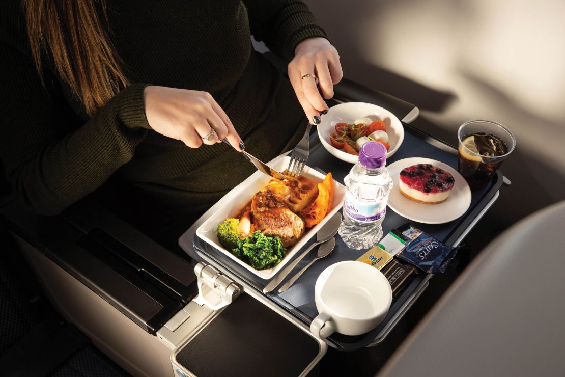 Premium economy often comes with upgraded meal service.