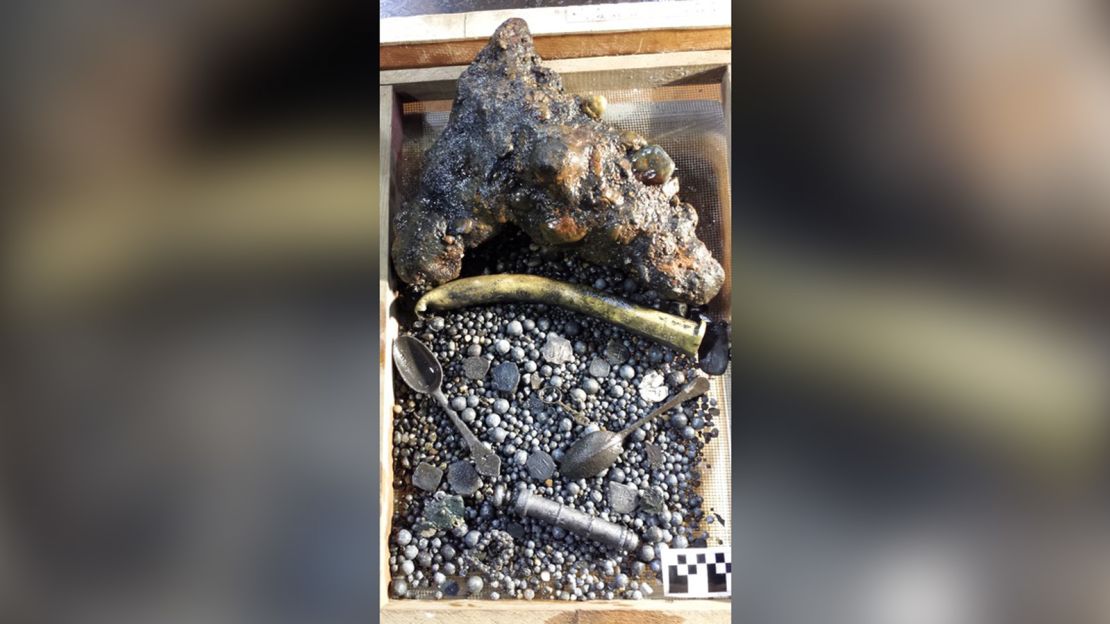 Items found at a shipwreck site off of Cape Cod.