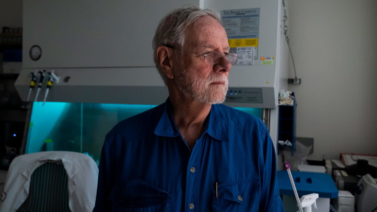 Ron Davis in the Stanford Genome Technology Center, the lab he's directed since 1994.