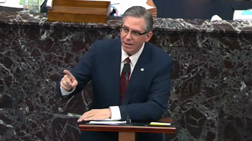 WASHINGTON, DC - FEBRUARY 12: In this screenshot taken from a congress.gov webcast, Bruce Castor Jr., defense lawyer for former President Donald Trump, speaks on the fourth day of former President Donald Trump's second impeachment trial at the U.S. Capitol on February 12, 2021 in Washington, DC. House impeachment managers argued that Trump was "singularly responsible" for the January 6th attack at the U.S. Capitol and he should be convicted and barred from ever holding public office again. (Photo by congress.gov via Getty Images)
