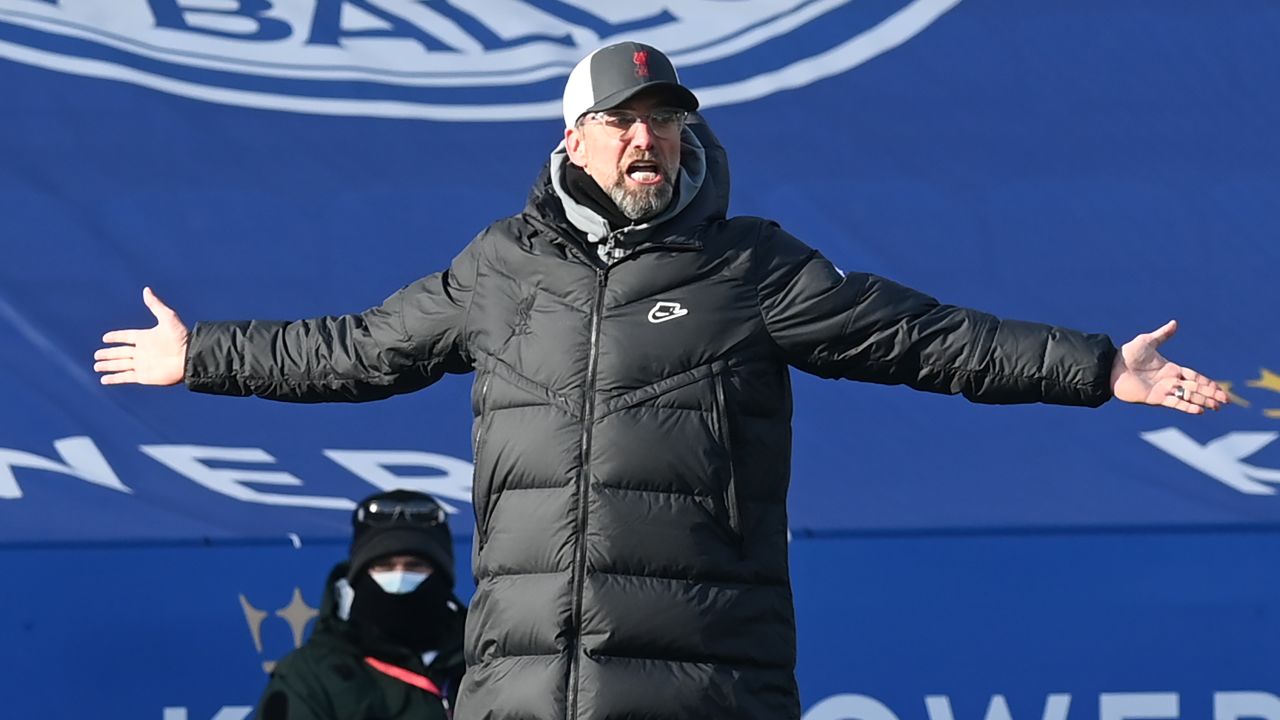 Jurgen Klopp reacts during Liverpool's defeat at Leicester on Saturday.