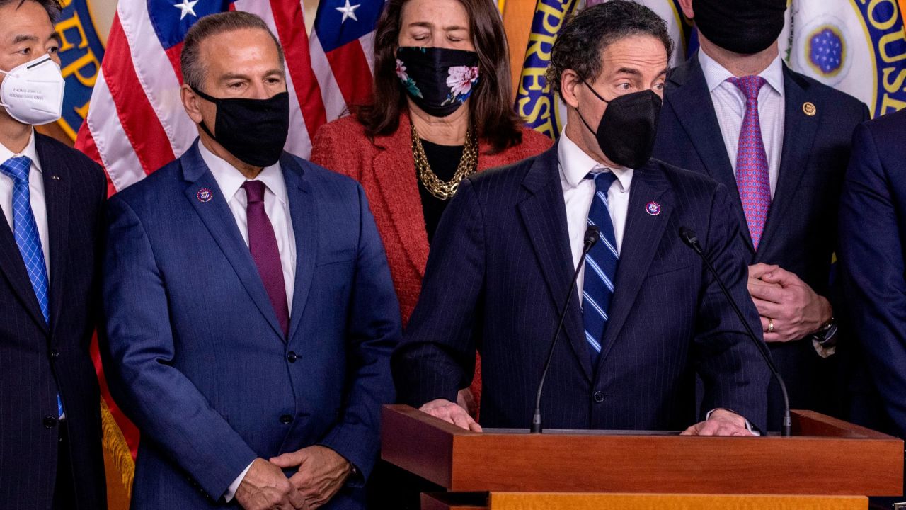 WASHINGTON, DC - FEBRUARY 13:  Lead House impeachment manager Rep. Jamie Raskin (D-MD) speaks at a press conference alongside the House impeachment magangers at the U.S. Capitol on February 13, 2021 in Washington, DC. The Senate voted 57-43 to acquit Trump of the charges of inciting the January 6 attack on the U.S. Capitol.  (Photo by Tasos Katopodis/Getty Images)