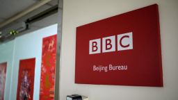 This photo shows the BBC Beijing bureau office in Beijing on February 12, 2021. - China's broadcasting regulator on February 11, 2021 banned BBC World News, accusing it of flouting guidelines after a controversial report on its treatment of the country's Uighur minority. The decision came just days after Britain's own regulator revoked the licence of Chinese broadcaster CGTN for breaking UK law on state-backed ownership, and provoked angry accusations of censorship from London. (Photo by NOEL CELIS / AFP) (Photo by NOEL CELIS/AFP via Getty Images)