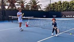 Serena William's daughter is seen training with a coach in this video posted to William's Instagram account.