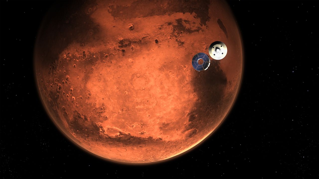 This illustration shows NASA's Perseverance rover casting off its spacecraft's cruise stage, minutes before entering the Martian atmosphere. Hundreds of critical events in the rover's Entry, Descent, and Landing sequence must execute perfectly and exactly on time for the rover to touch down on Mars safely on Feb. 18, 2021.