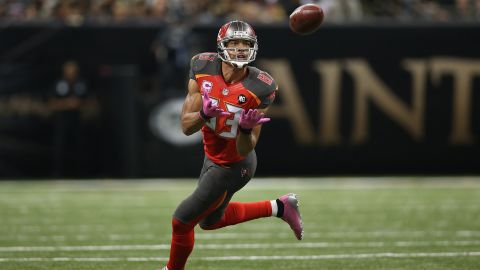 Vincent Jackson of the Tampa Bay Buccaneers against the New Orleans Saints at the Mercedes-Benz Superdome on October 5, 2014 in New Orleans, Louisiana.  