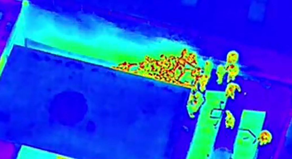 Thermal imaging shows revelers exiting an illegal party in Birmingham, England, in the early hours of Sunday.