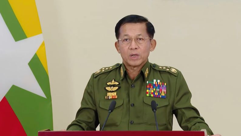Gen. Min Aung Hlaing, the country's military leader, makes a televised statement on February 11. He announced that<a href="index.php?page=&url=https%3A%2F%2Fwww.cnn.com%2F2021%2F02%2F12%2Fasia%2Fmyanmar-prisoner-release-intl-hnk%2Findex.html" target="_blank"> more than 23,000 prisoners were set to be granted amnesty and released that day.</a> It was unclear what offenses the prisoners were convicted of.