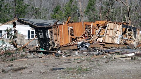 Homes were heavily damaged near Sunset Beach, North Carolina, after the overnight storm.