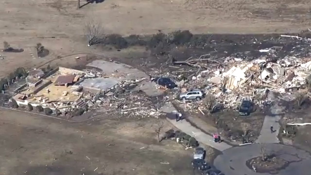 Aerial footage showed homes and buildings destroyed in the Brunswick County area.