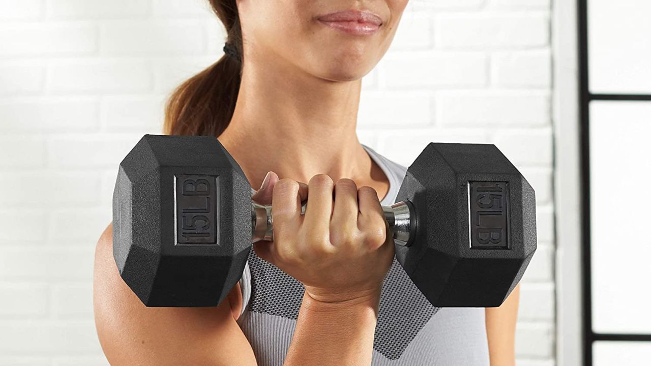 Amazon Basics Rubber-Encased Hex Dumbbell