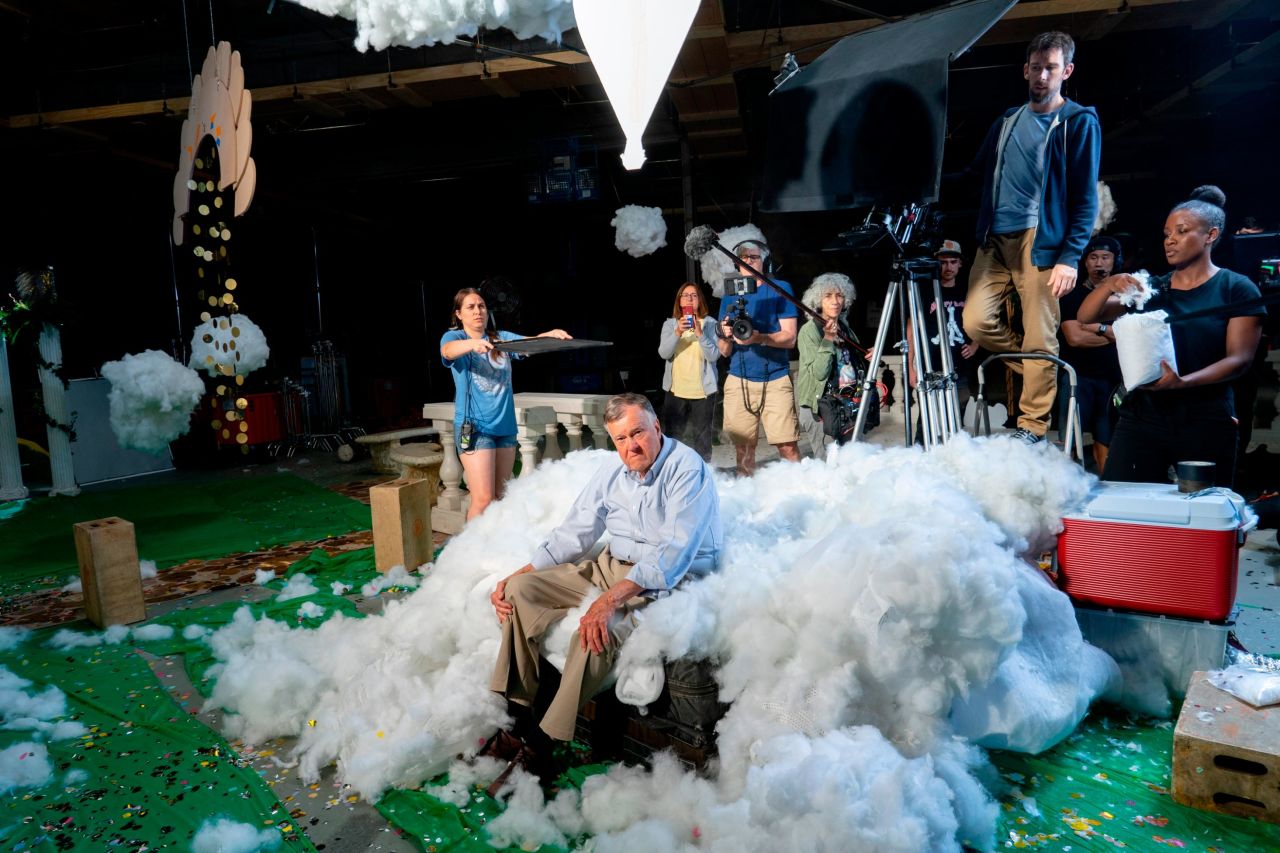 Dick, the subject of "Dick Johnson is Dead," on the set of a fantasy sequence used in the film.