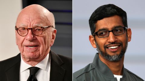 Rupert Murdoch (left) has long argued with tech leaders like Google CEO Sundar Pichai (right) that platforms should pay for news content. 