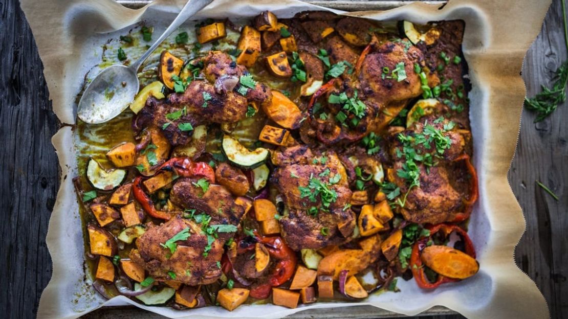 Baked Tandoori Chicken (Or Tofu) And Veggies