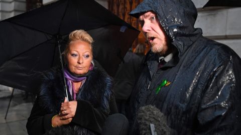 Harry Dunn's parents Charlotte Charles and Bruce Charles before a meeting with Dominic Raab at the Foreign and Commonwealth Office in London in January.