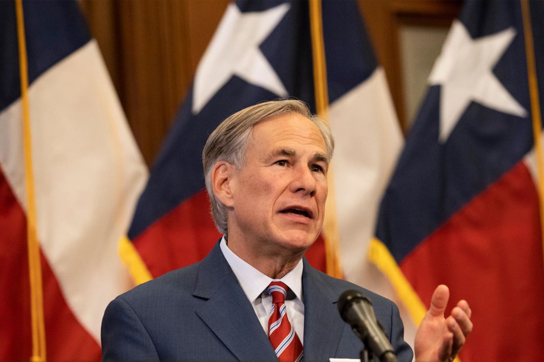 Texas Gov. Greg Abbott. His office says, "Texas is stepping up to secure our southern border and protect Texans."