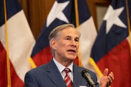 Texas Governor Greg Abbott at a news conference at the Texas State Capitol in Austin on May 18, 2020. 