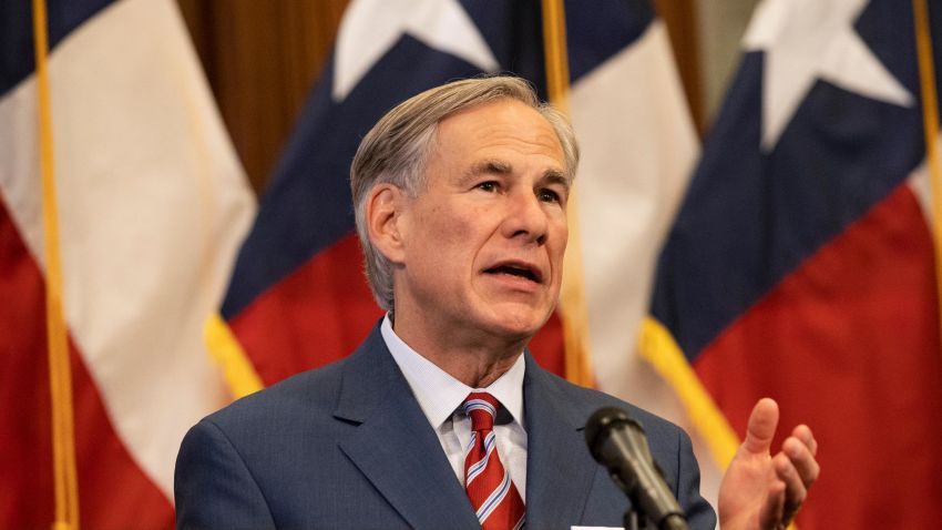 Texas Governor Greg Abbott announces the reopening of more Texas businesses during the COVID-19 pandemic at a press conference at the Texas State Capitol in Austin on Monday, May 18, 2020.