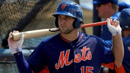 PORT ST. LUCIE, FL - SEPTEMBER 19:  Tim Tebow #15 of the New York Mets works out at an instructional league day at Tradition Field on September 19, 2016 in Port St. Lucie, Florida.  (Photo by Mike Ehrmann/Getty Images)