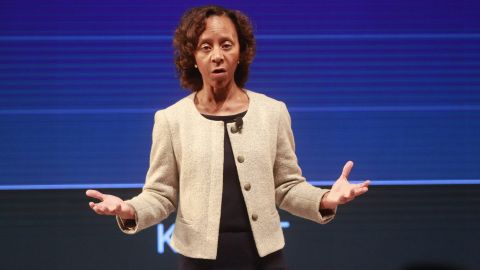 Marian Croak, a Google vice president who has been named to lead the development of responsible AI at the company, addressed a gathering during a Google event, on December 16, 2015 in New Delhi, India.