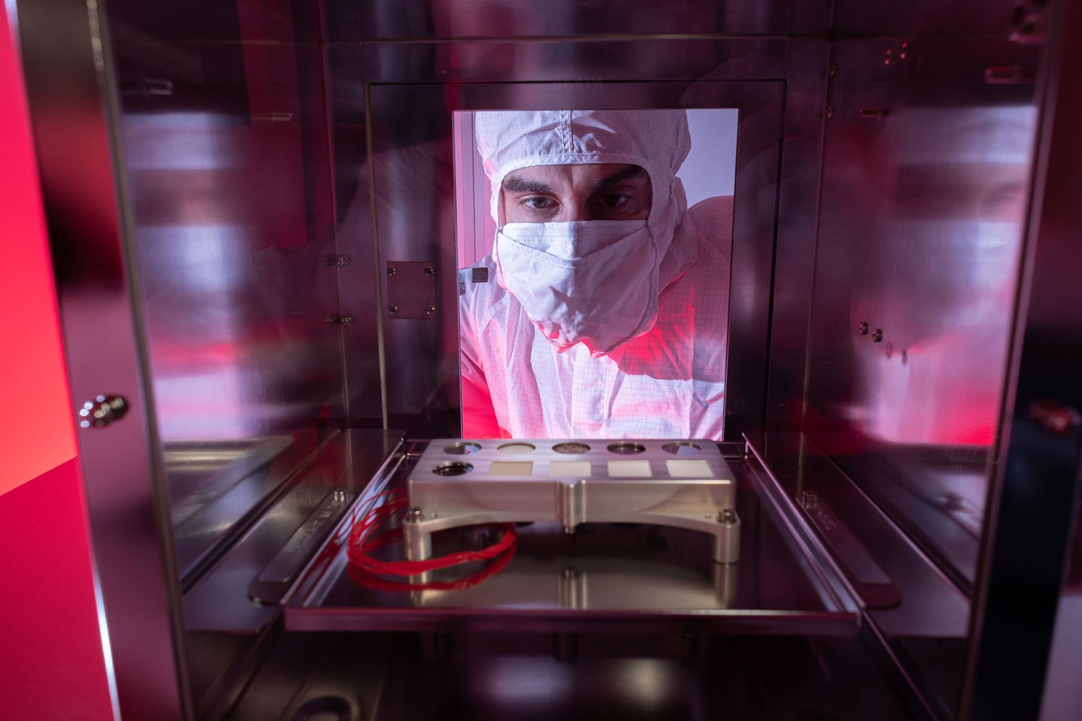 This piece of hardware, designed at NASA's Johnson Space Center, will carry the first spacesuit materials to Mars to see how they hold up. It will also carry a piece of a Martian meteorite back to the surface of the planet so scientists can observe how it changes over time.