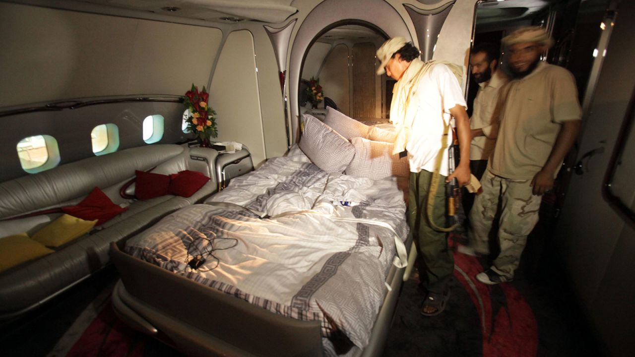 <strong>Inside a dictator's VIP jet: </strong>The plane made headlines in August 2011 when it was seized by Libyan rebels, weeks before Gadhafi himself was killed by rebel forces. 