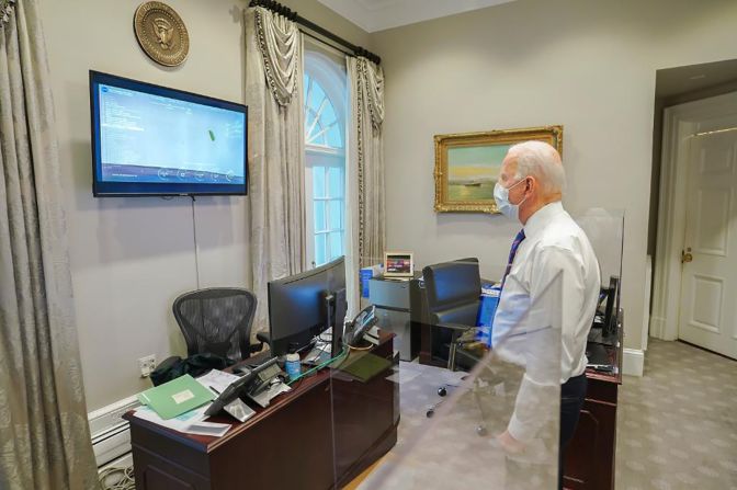President Joe Biden watches coverage of the rover landing from the White House. "Congratulations to NASA and everyone whose hard work made Perseverance's historic landing possible," he said <a href="index.php?page=&url=https%3A%2F%2Ftwitter.com%2FPOTUS%2Fstatus%2F1362536116197470210%3Fs%3D20" target="_blank" target="_blank">in a tweet.</a> "Today proved once again that with the power of science and American ingenuity, nothing is beyond the realm of possibility."