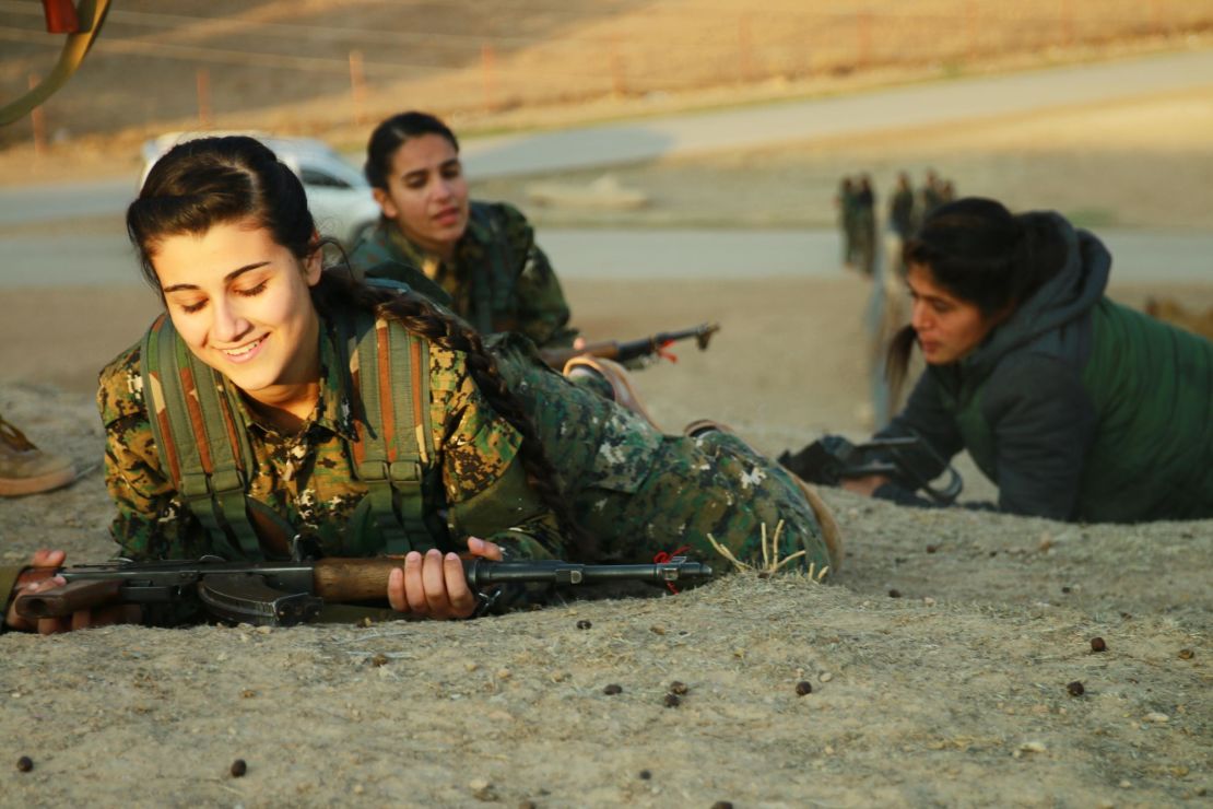 Young women training to join the YPJ in northeastern Syria, 2018.