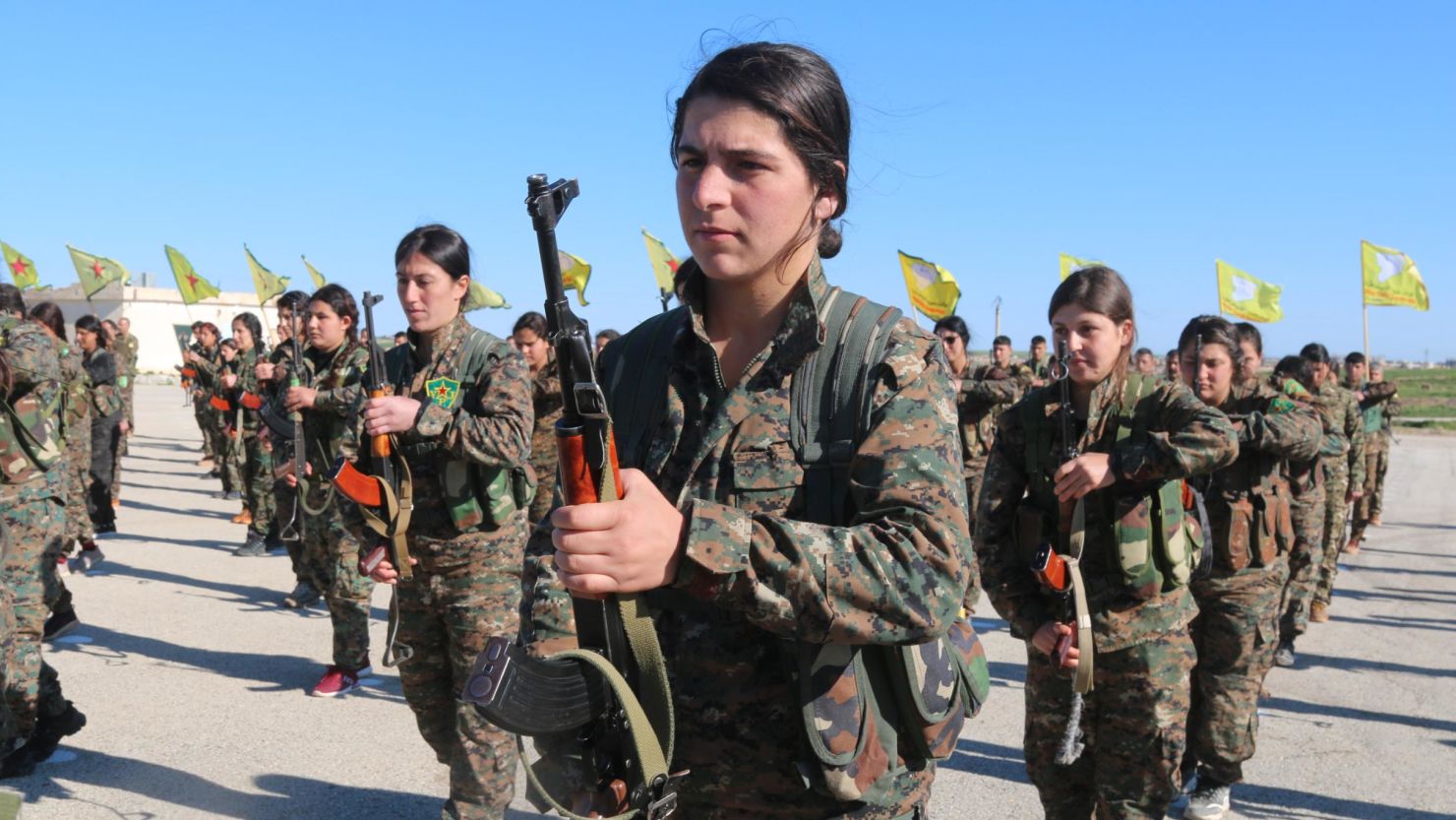 Women in the Women's Protection Units train 