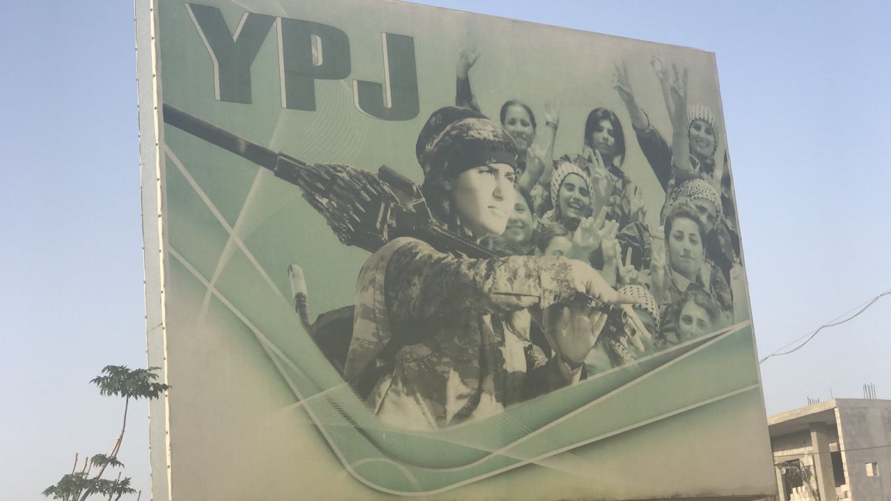 Roadside sign outside Qamishli in Syria.