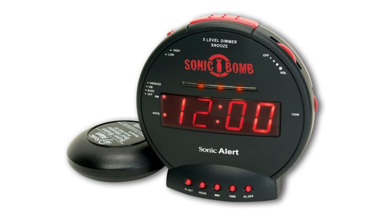 Super Loud LED Alarm Clock Digital Extra Side Speakers Volume Setting Black Case 