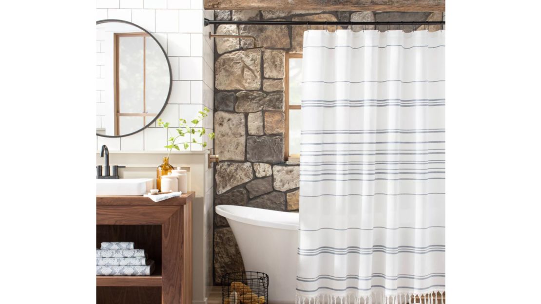 Hearth & Hand With Magnolia Stitch Stripe Shower Curtain