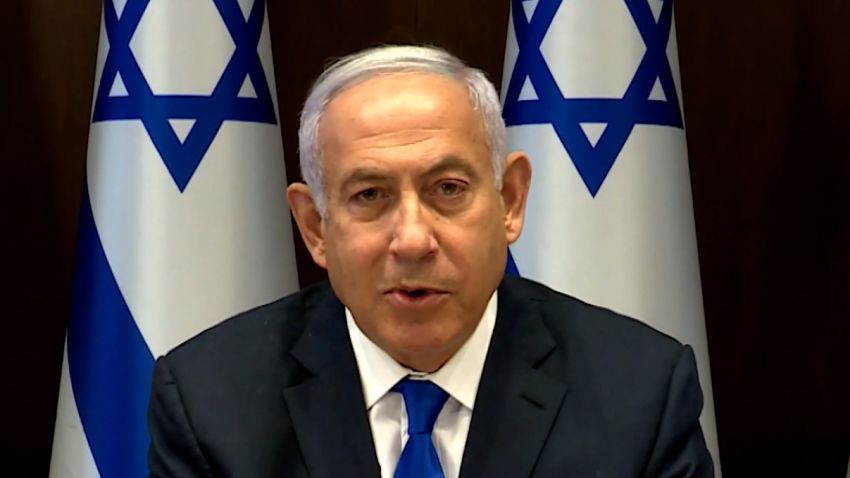 A screen shot of Israeli Prime Minister Benjamin Netanyahu.