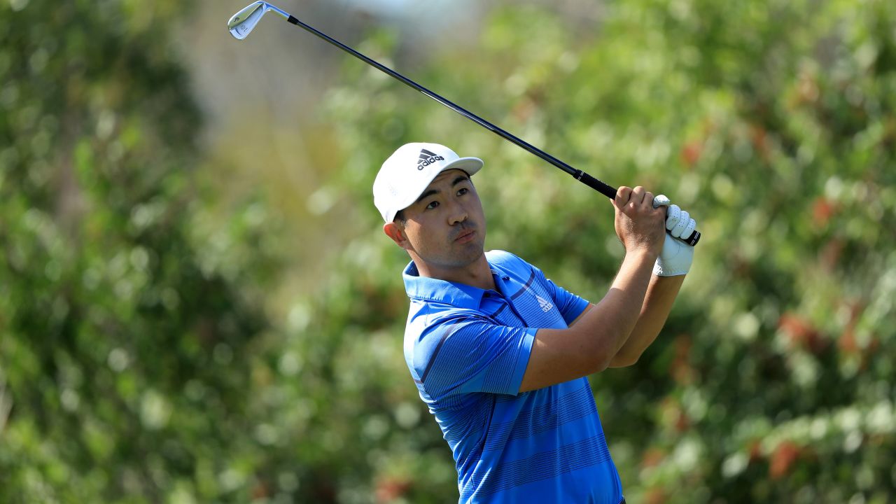 Alex Kang plays a shot on the 17th hole during the Korn Ferry Tour Q-School Tournament Finals.