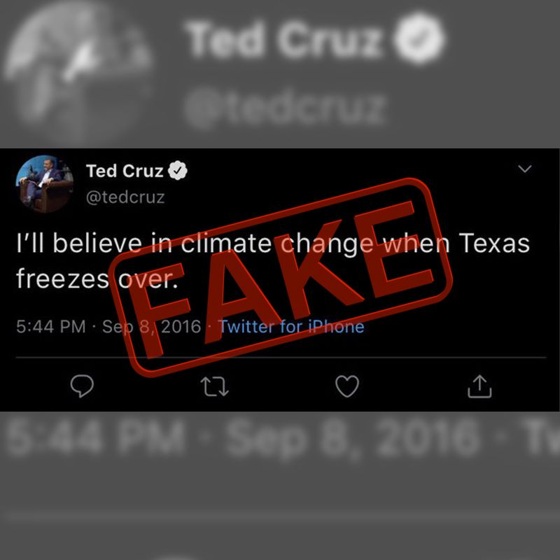 Fact check When Texas freezes over tweet is a fake not from