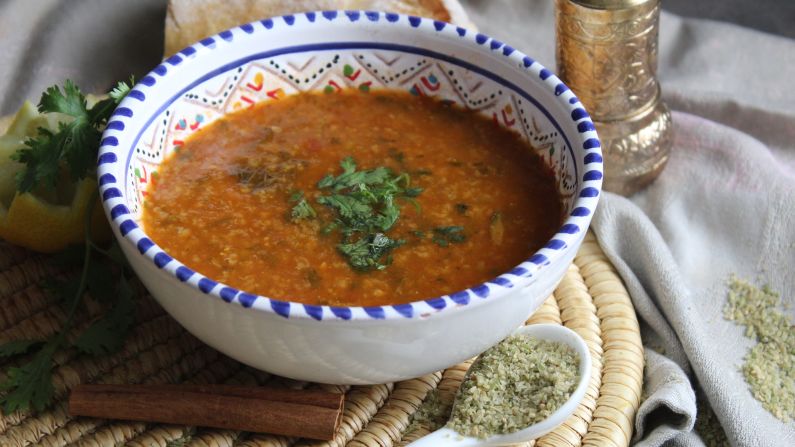 <strong>Chorba frik | Algeria, Libya and Tunisia:</strong> Tender wheat grains absorb a tomato broth and aromatic spices, their flavor combining with chickpeas plus stewed chicken, beef, mutton or lamb.