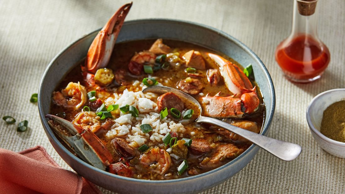 <strong>Gumbo | United States:</strong> A star of Louisiana cuisine, gumbo is influenced by West African, Native Choctaw and French cuisines. Versions made with seafood, chicken and sausage are among the most popular.