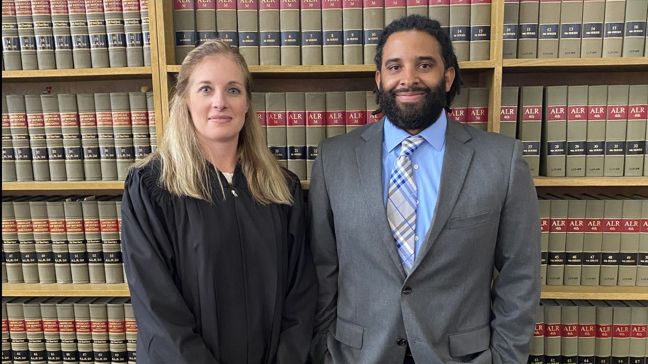 Appelhans with Judge Tori Kricken, who gave him the oath of office.