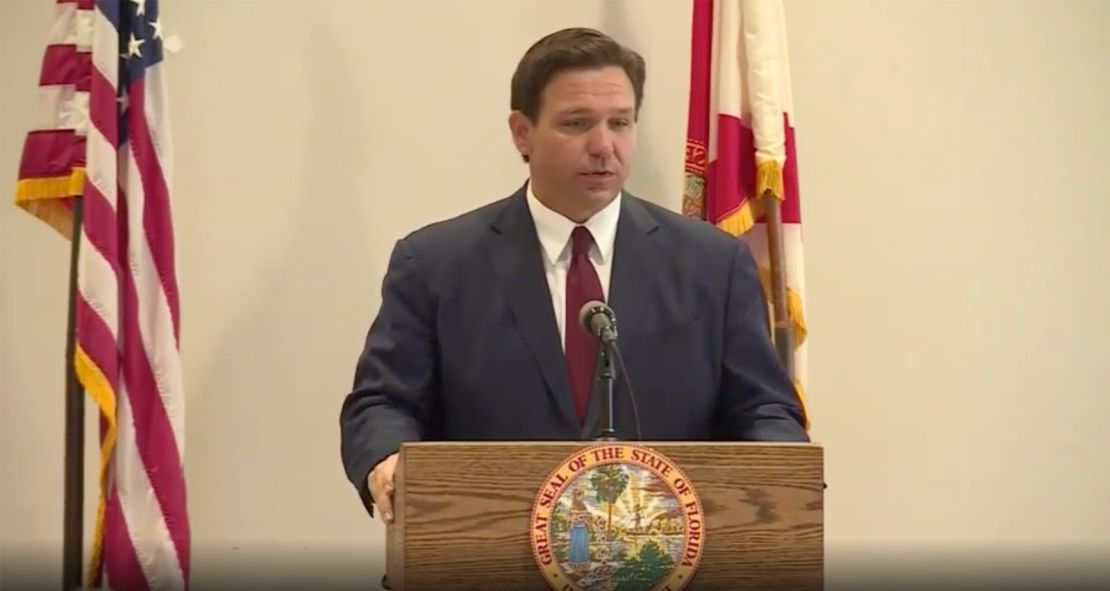 Florida Gov. Ron DeSantis speaks at a news conference on Friday in West Palm Beach.