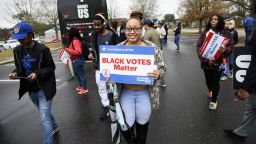 FAYETTEVILLE, NC - MARCH 03: Fayetteville State University students get off a Black Votes Matter bus at Smith Recreation Center on March 3, 2020 in Fayetteville, North Carolina. 1,357 Democratic delegates are at stake as voters cast their ballots in 14 states and American Samoa on what is known as Super Tuesday. 