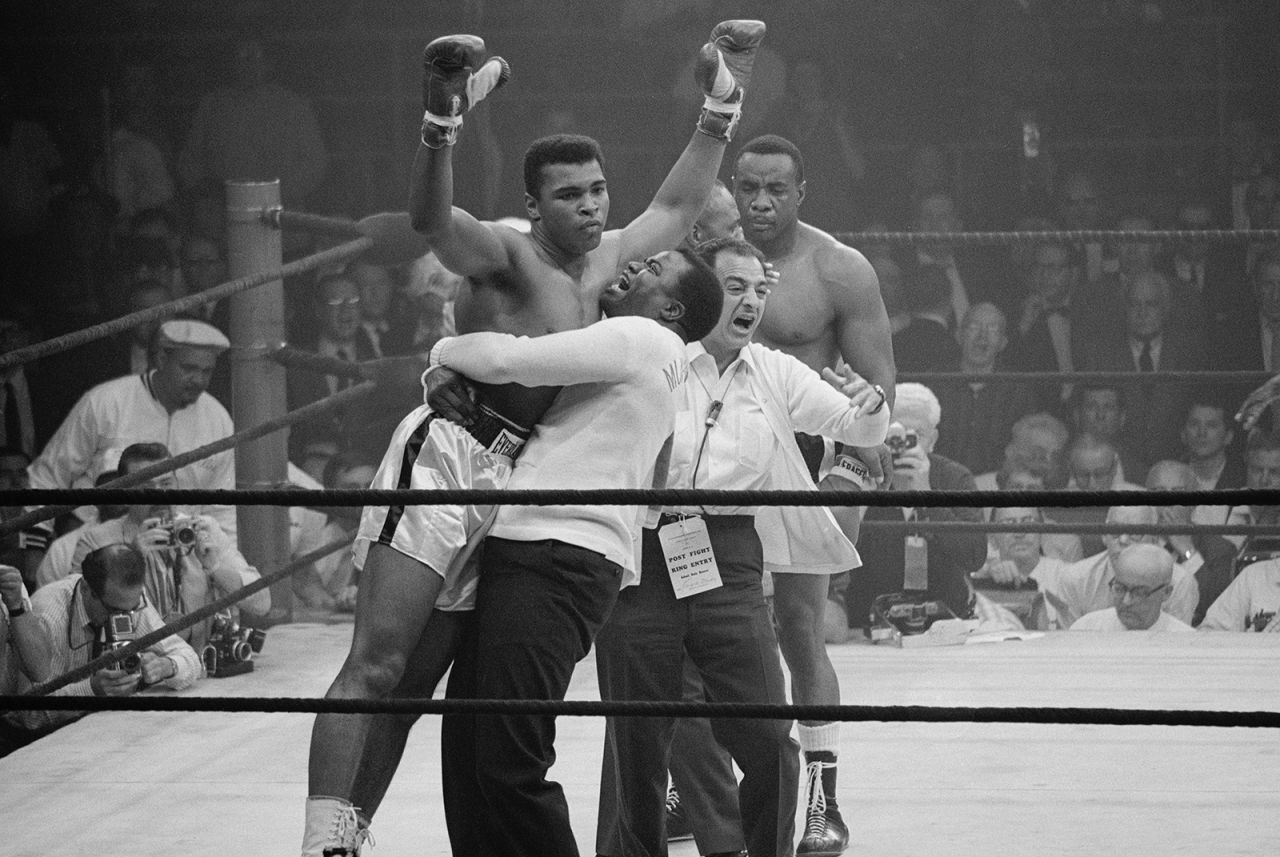 May 25, 1965 -- In the much-anticipated rematch, Ali knocked out Liston with a chopping right hand in the first round.