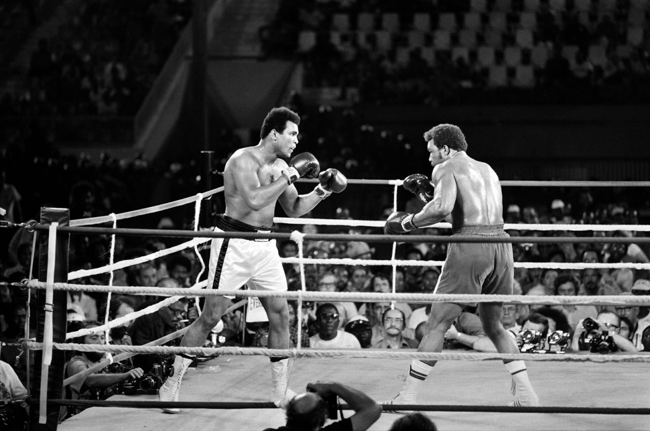 October 30, 1974 -- :The Rumble in the Jungle": Having lost to Joe Frazier and Ken Norton since his return to boxing, Ali was a huge underdog when he knocked out champion George Foreman in the eighth round in Kinsasha, Zaire, winning back the heavyweight title after seven and a half years.