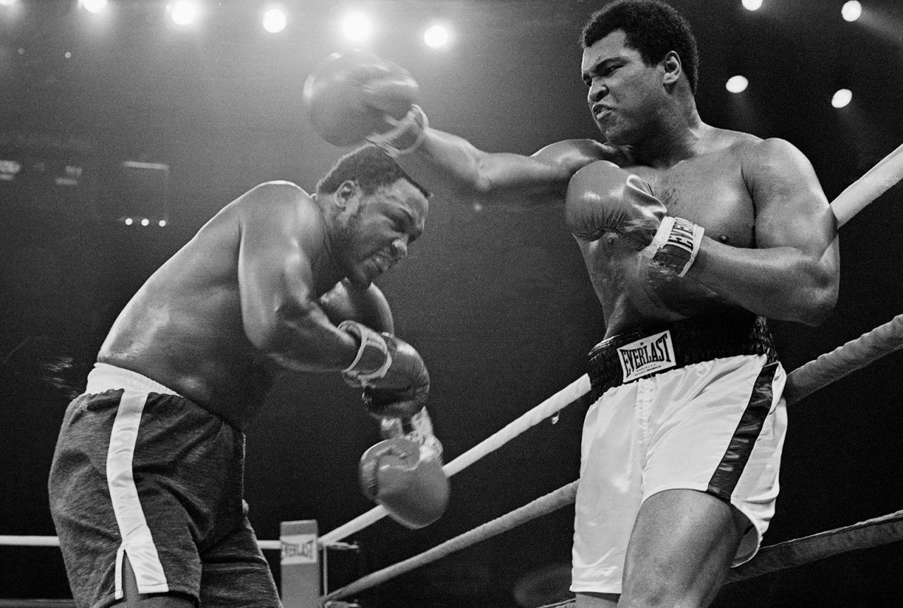 October 1, 1975 -- "The Thrilla in Manilla:" After winning his final trilogy fight with Frazier due to his opponent's corner retiring him after the 14th round, Ali said it was the closest thing to dying that he had ever known.