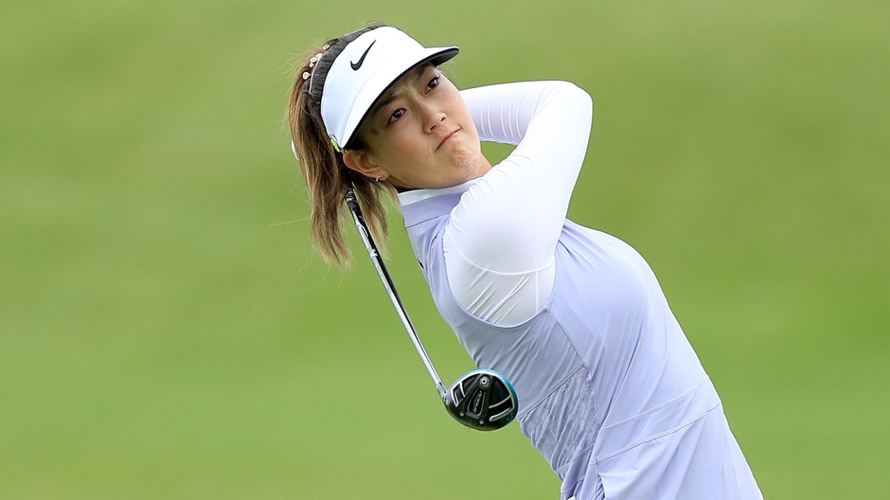 Michelle Wie of the United States plays her second shot on the par 4, first hole during the second round of the 2019 KPMG Women's PGA Championship at Hazeltine National Golf Club on June 21, 2019 in Chaska, Minnesota.
