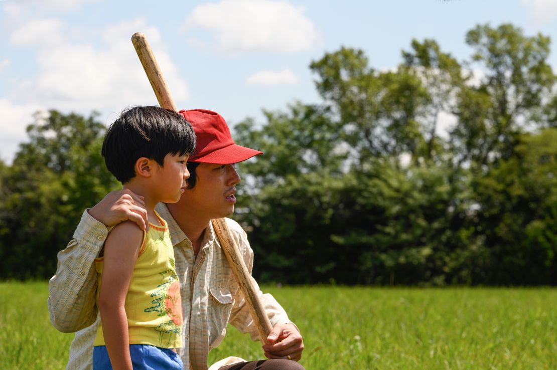 Steven Yeun plays famiy patriarch Jacob Yi in "Minari." Allen S. Kim plays his son, David.