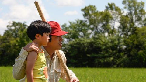Steven Yeun plays famiy patriarch Jacob Yi in "Minari." Allen S. Kim plays his son, David. 