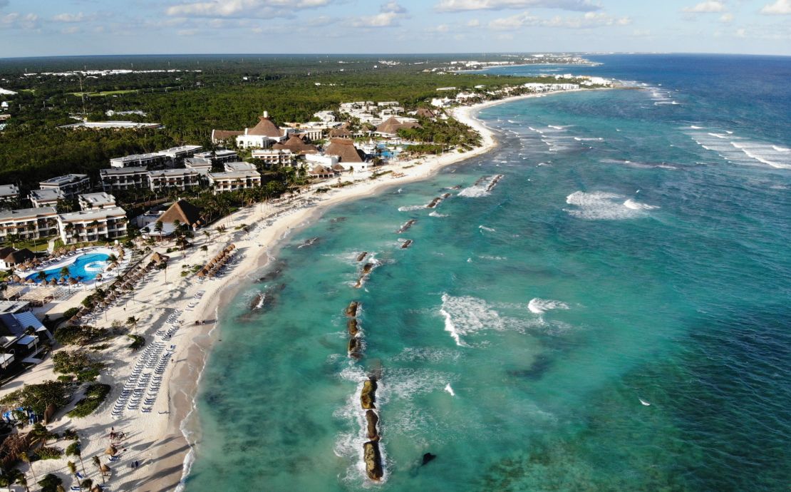Mexico, with Bahia Principe beach in Tulum pictured here, moved down from Level 4 to Level 3 on Monday.