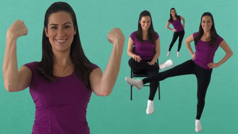 Stephanie Mansour, host of PBS' "Step It Up With Steph," shares a simple stretch routine to help alleviate chronic aches and stiffness from sitting at the computer all day long.