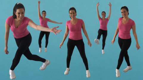 Stephanie Mansour, host of PBS' "Step It Up With Steph," shares a simple dance cardio routine so you can get down while working out.