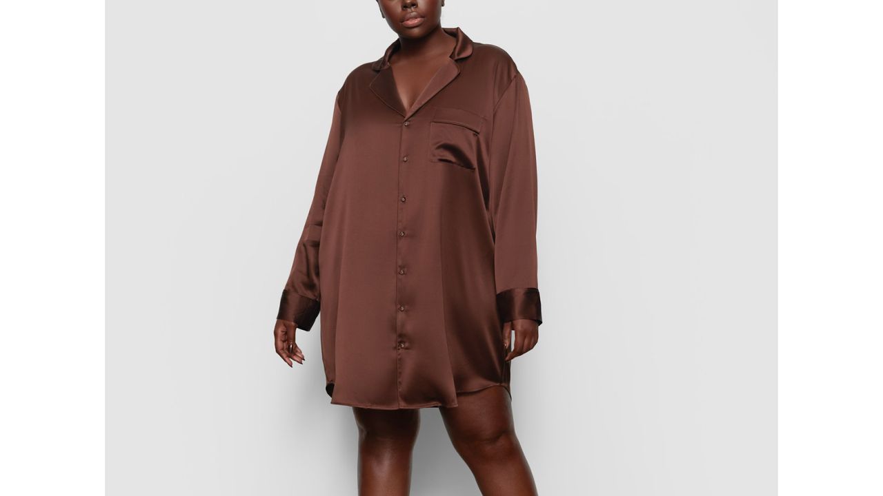 Skims Silk Button-Up Night Dress